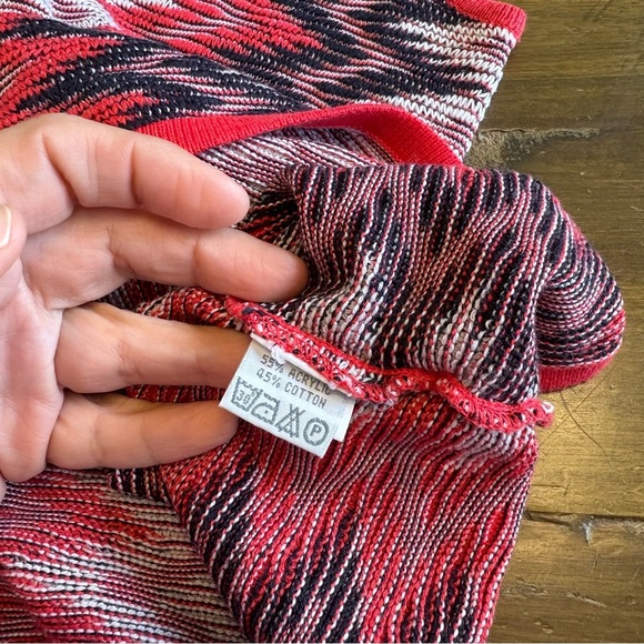 Vica Moda Italy Vintage Top Knit Sleeveless Tank Funny Pattern Red Art To Wear M - Picture 5 of 9